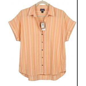 Patagonia womens small organic cotton blouse papaya orange shirt